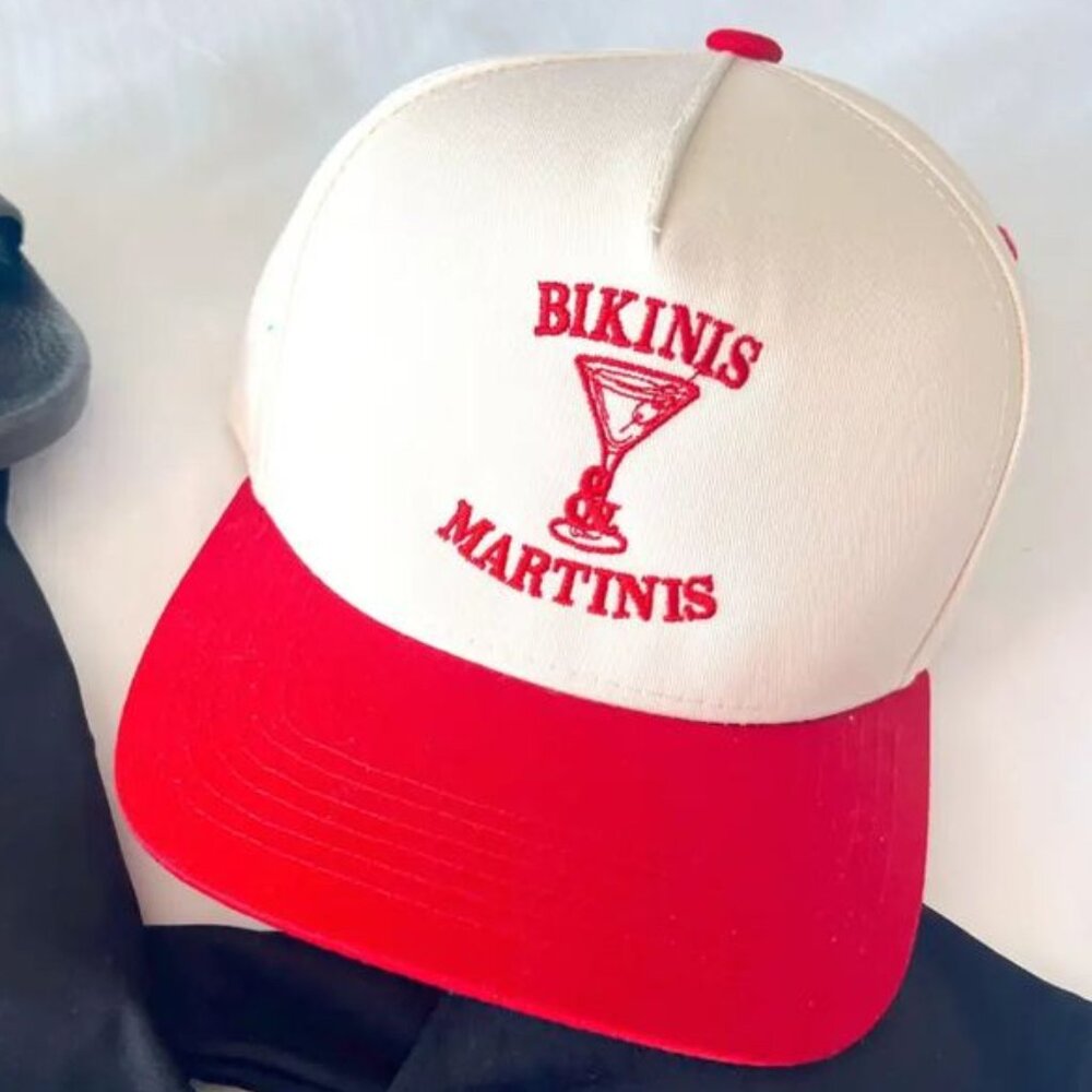 Bikinis & Martinis Hat | Red Vintage Cap Summer Style Beach Vibes GirlsTripReady